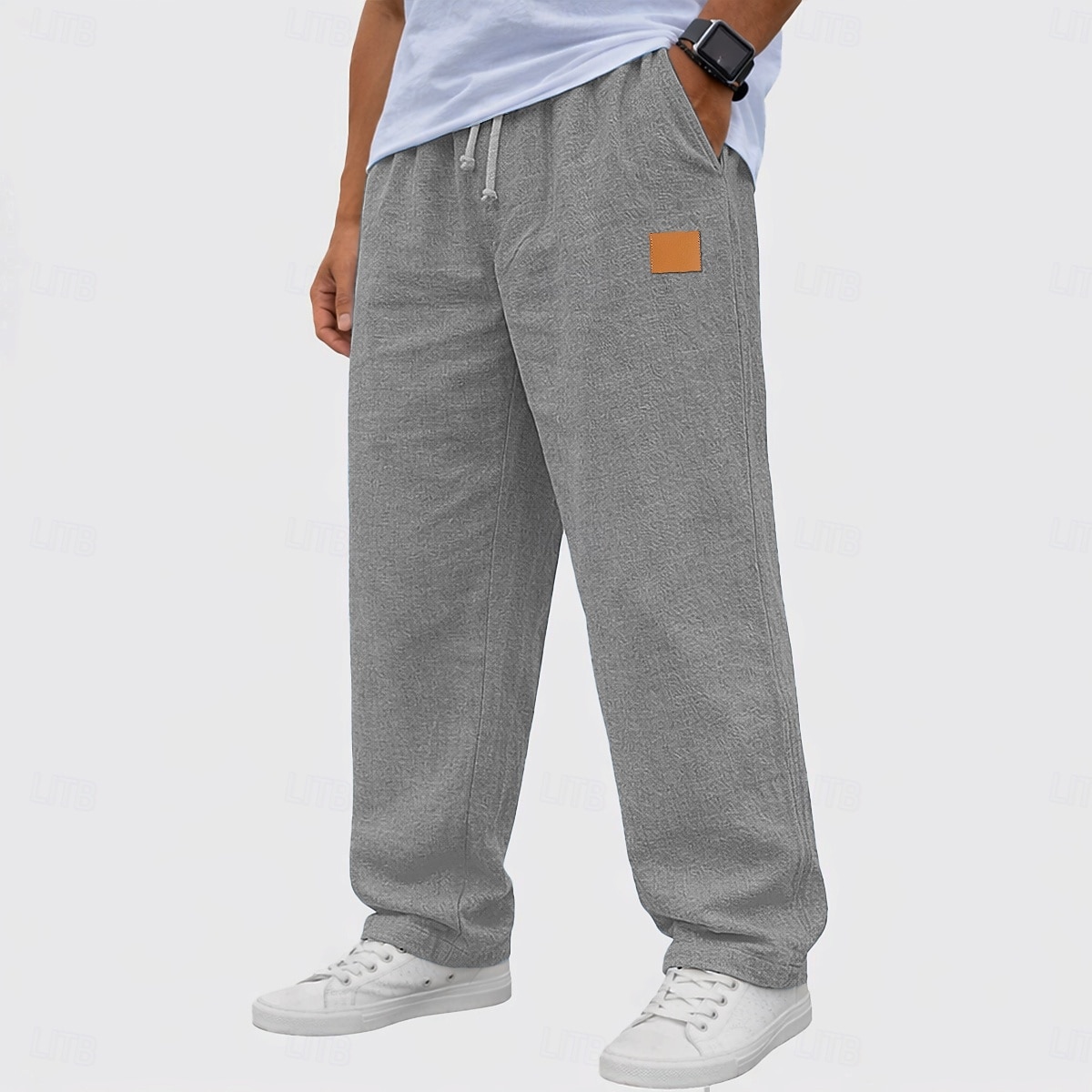 Herren Leinenhosen Hose Sommerhose Baggy-Hosen Freizeithose Kordelzug Elastischer Bund Gerader Schnitt Einfach Komfort Atmungsaktiv Volle Länge Täglich Outdoor Ferien Mode Klassicher Stil Schwarz Weiß 2026 - $22.99 –P12