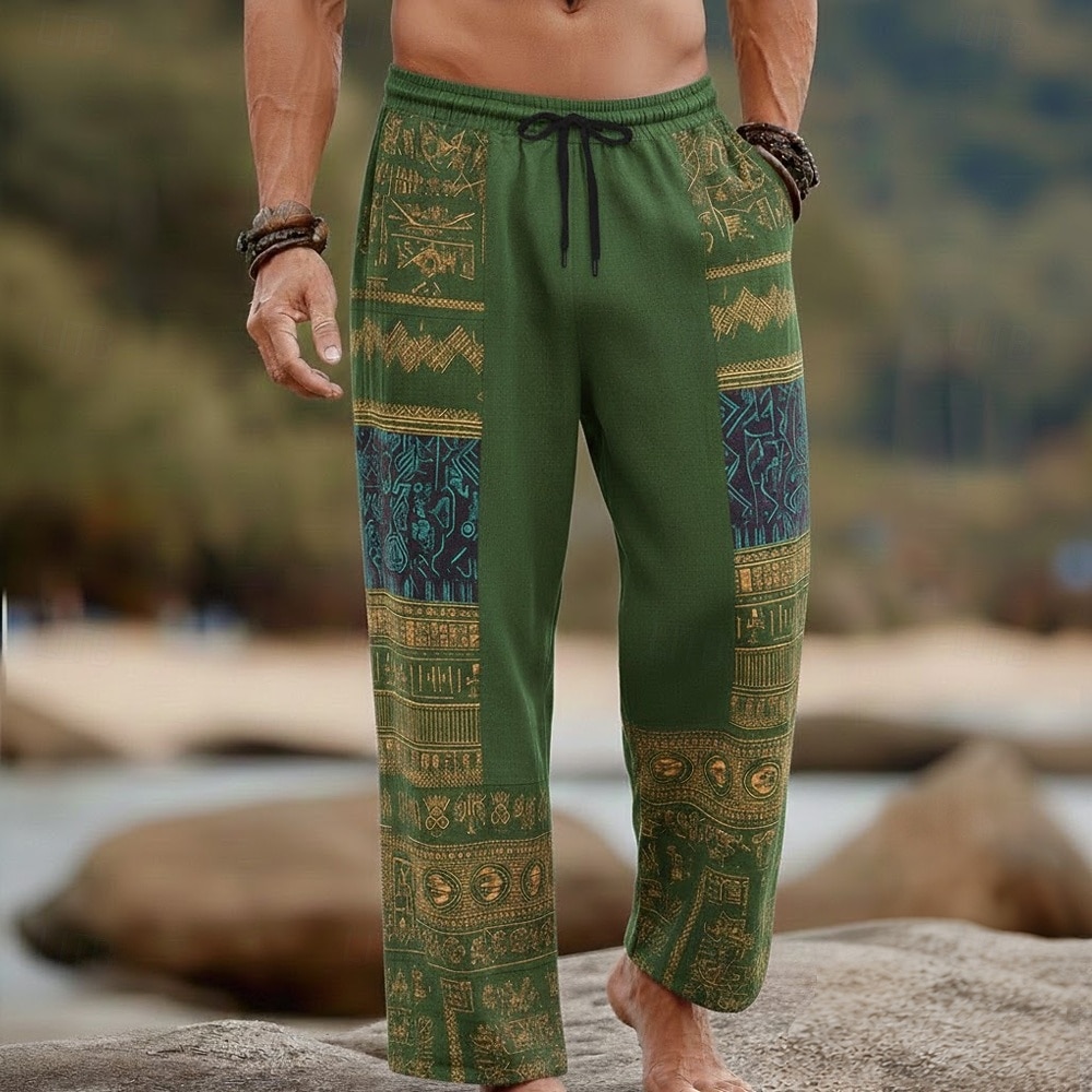 Homme Formes Géométriques Ethnique Pantalons Pantalons Amples Pantalon décontracté Taille Moyenne Boho Vintage Rétro Maison Extérieur Vacances Taille élastique avec cordon de serrage Pantalon en lin de 2026 ? $27.99 –P4