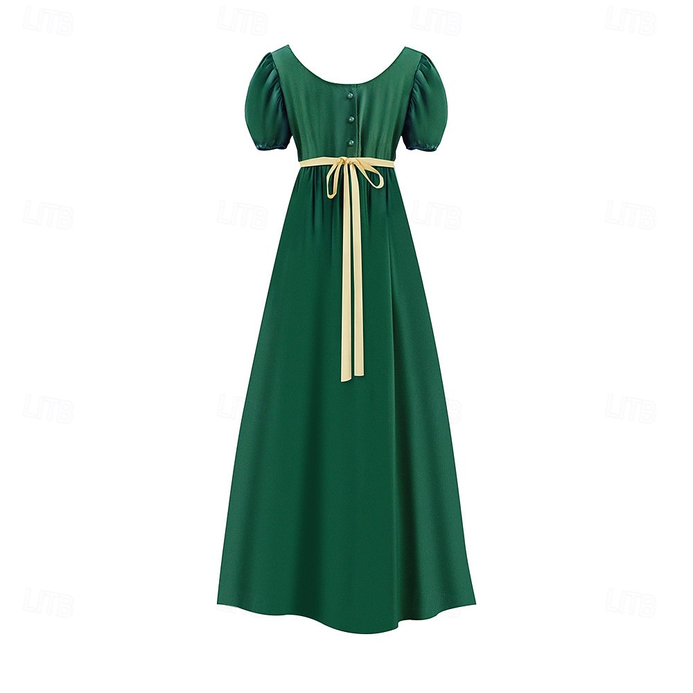 19. Jahrhundert Regency-Zeit Knöchellänge Kleid Kurze Ärmel Prinzessin Dame Edelfrau Einfarbig Quadrathals Kostüm Damen königlich Halloween Karneval Teegesellschaft LARP Renaissance-Messe Erwachsene 2026 - $58.99 –P9