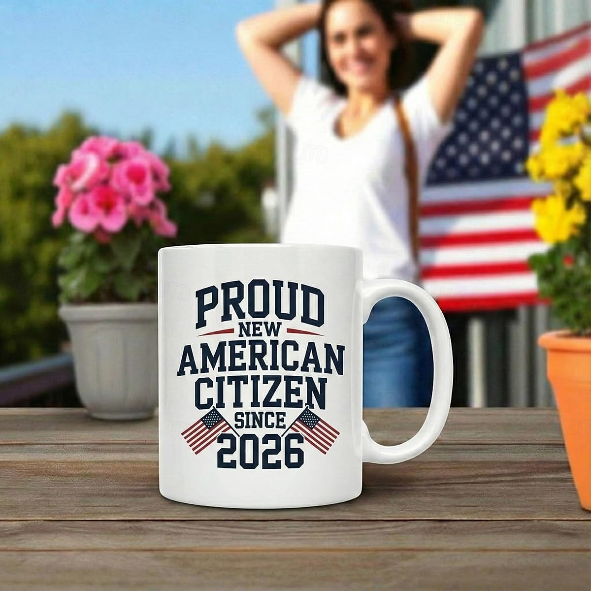 Geschenkidee zur Einbürgerung in den USA 2026: Tasse für frischgebackene US-Bürger, Erinnerungsstück zur Einbürgerung, USA-Flaggen-Design, Glückwunschgeschenk für stolze US-Bürger 2026 - $16.99 –P5