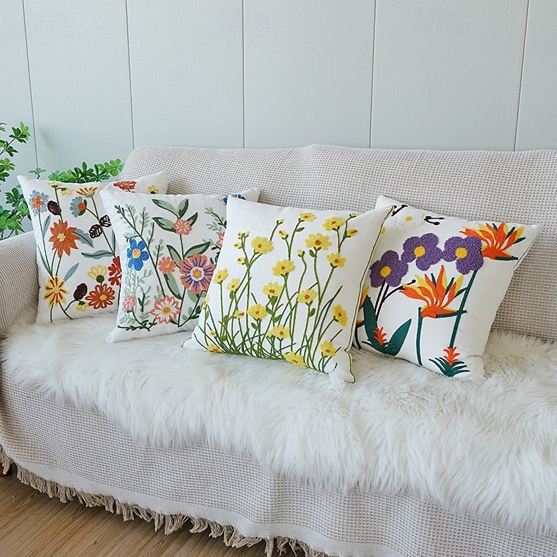 Country Style Embroidered Pillow Covers Living Room Sofa Cushion Fresh Floral Plant Throw Pillow for Window Seat Headrest 2026 - $18.99 –P1