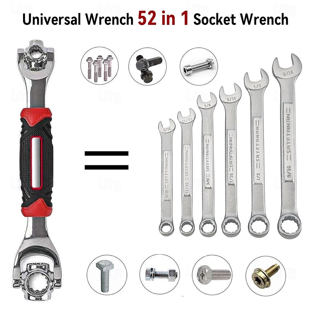 Многофункциональный гаечный ключ с 52 функциями — незаменимый инструмент для ремонта автомобилей и велосипедов. 2026 - $21.99 –P2