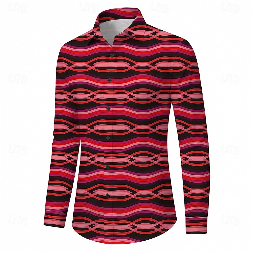 Retro Vintage 1970s Shirt Aloha Shirt Long Sleeves Hippie Geometric Fancy Dress Men's Masquerade Music Festival Party Daily Wear Adults' Shirt 2026 - $23.99 –P4