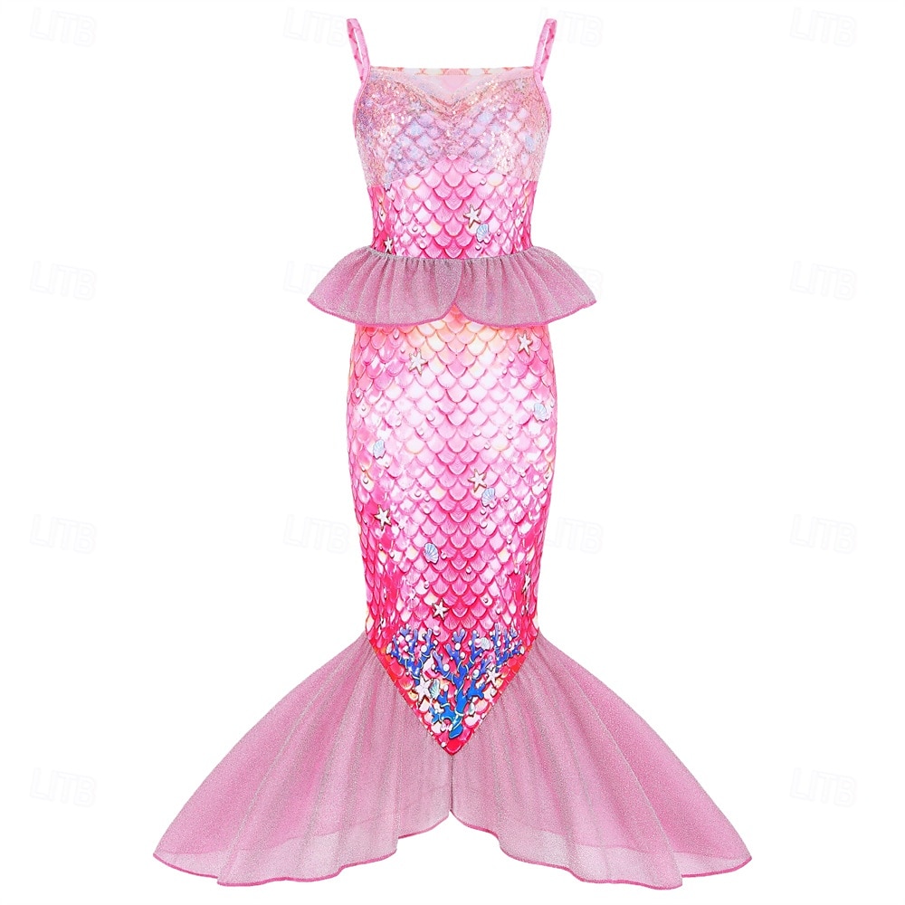 sereia Princesa sereia Vestidos Fantasia de festa temática Fantasias for Para Meninas Infantil Crianças Carnaval Baile de Máscaras Festa Feriado de 2026 por $23.99 –P3
