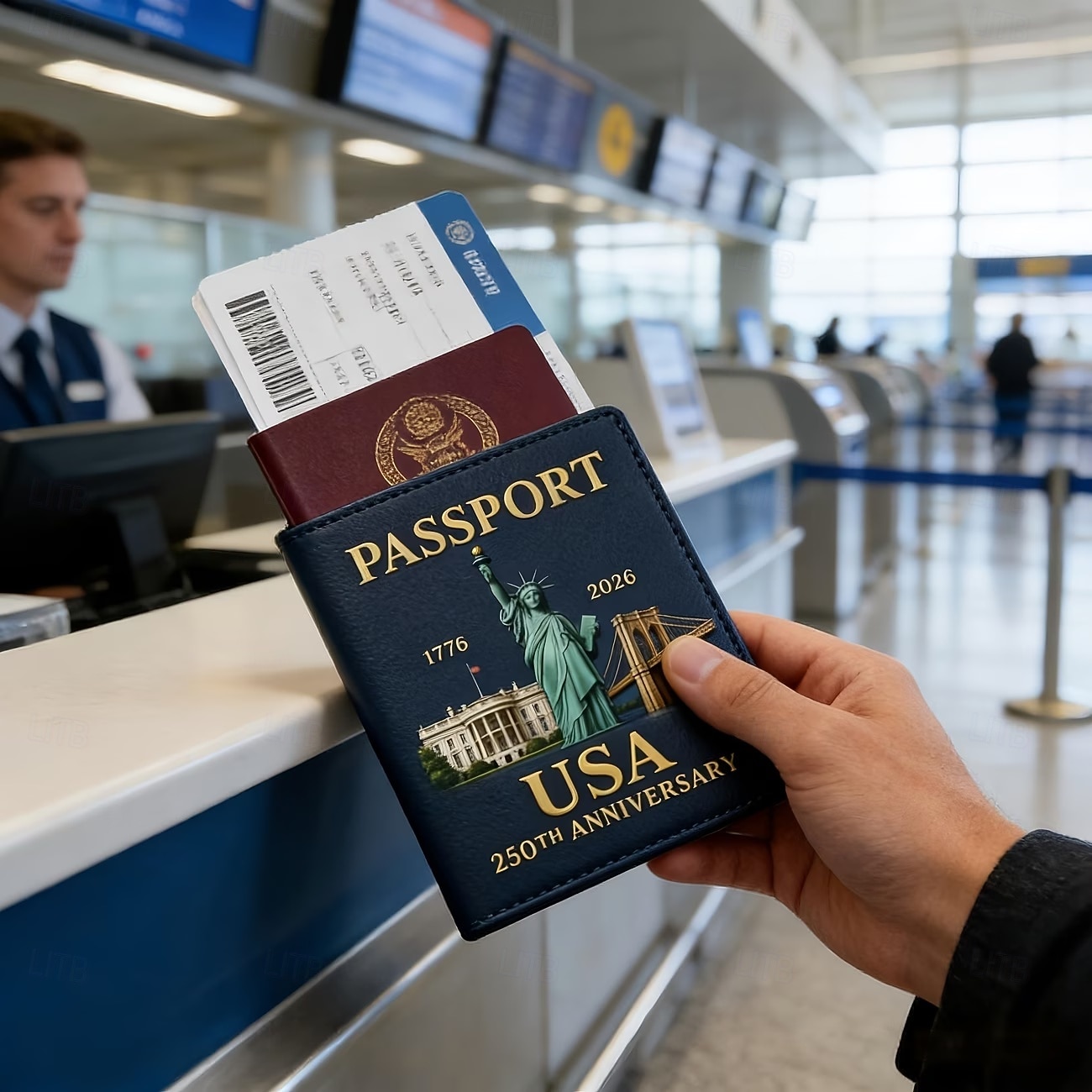 κάτοχος διαβατηρίου για την 250ή επέτειο των Ηνωμένων Πολιτειών, κάτοχος διαβατηρίου για το ιδρυτικό πνεύμα, αναμνηστική έκδοση για τα 250 χρόνια, πορτοφόλι διαβατηρίου ταξιδιού, κλείδωμα RFID, 2026 - $16.99 –P4