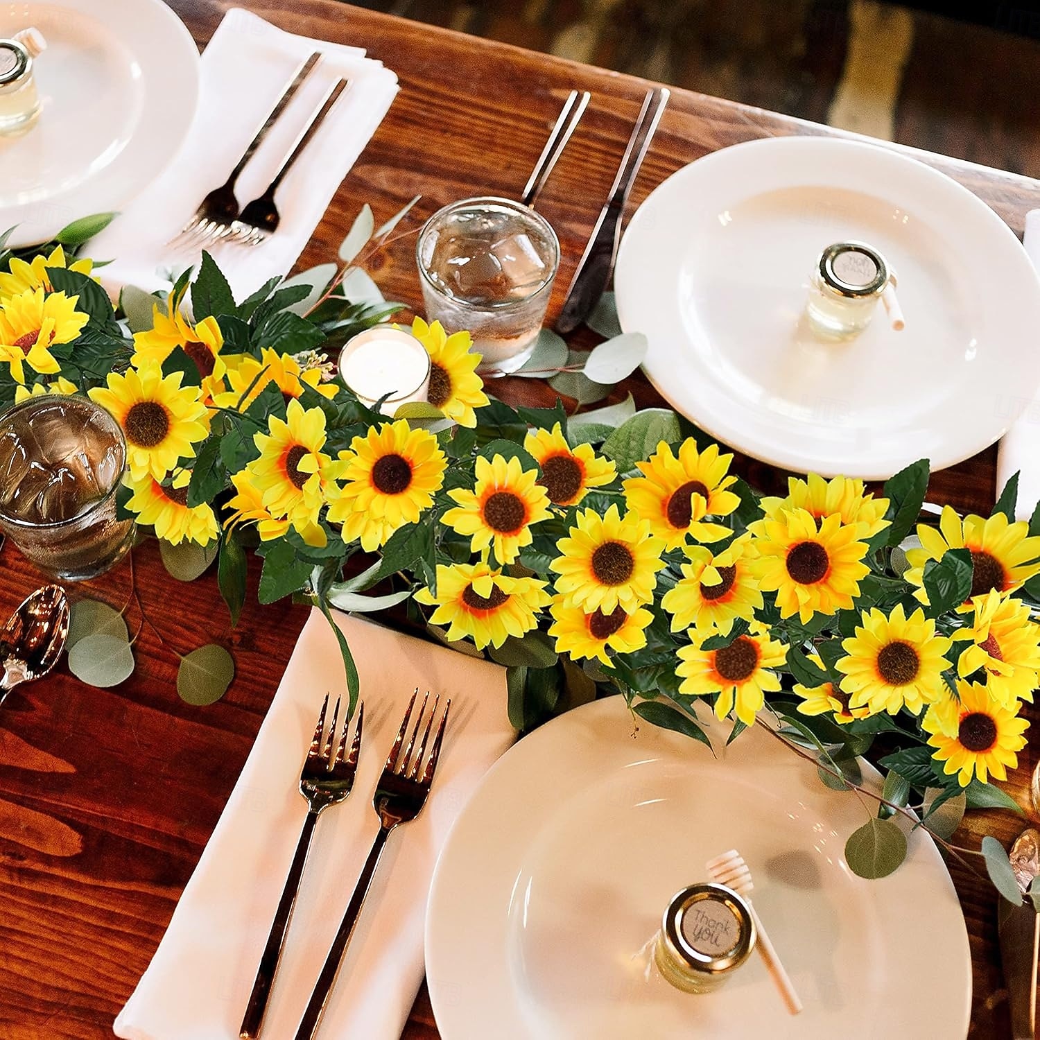 Confezione da 3 ghirlande di girasoli artificiali, 7,5 piedi/filo di girasoli di seta appesi, fiori rampicanti con foglie verdi per la stanza, la cucina, il giardino, il compleanno, il matrimonio, il del 2026 a $21.99 –P2