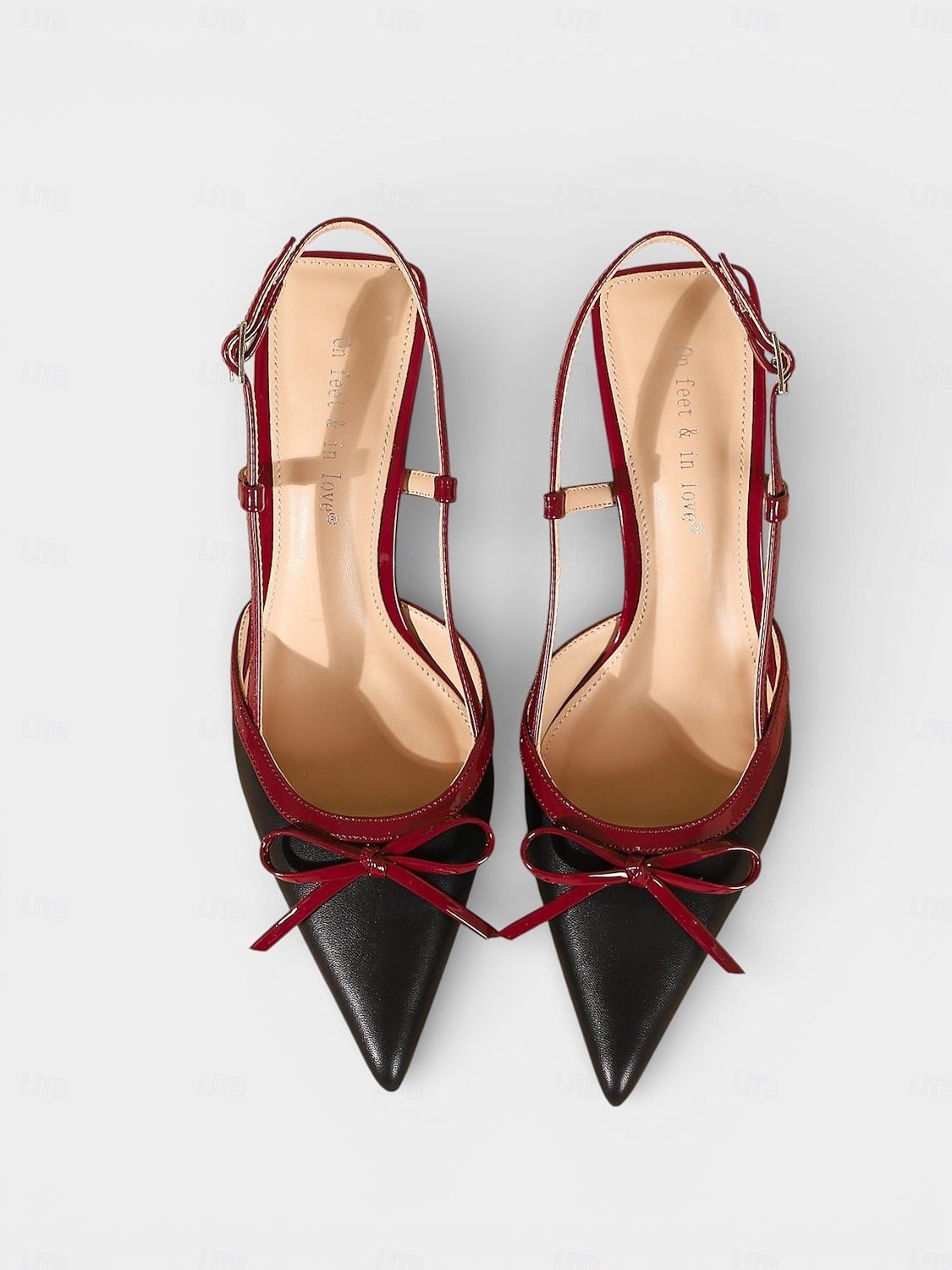 naisten punaiset ja mustat 1950-luvun vintage-tyyliset slingback-korkokengät rusetilla – teräväkärkinen, keskikorkoinen retrotyylinen avokkaat romanttisiin treffeihin, ystävänpäivään, häihin ja 2026 - $54.99 –P4
