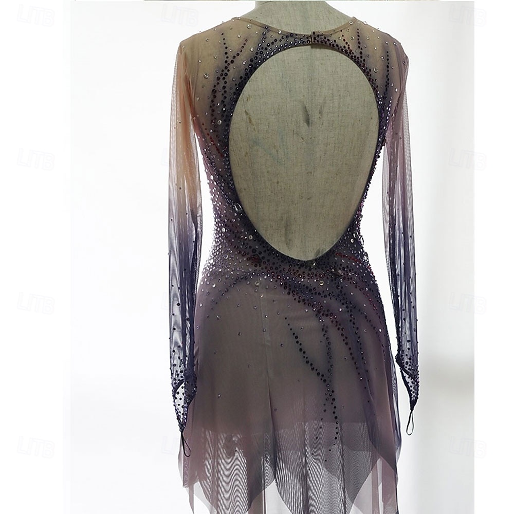 Abito da pattinaggio artistico Per donna Pattinaggio sul ghiaccio Vestito Viola scuro Patchwork Foro per il pollice Alta elasticità Allenamento Competizione Vestiti da pattinaggio sul ghiaccio del 2026 a $331.19 –P4
