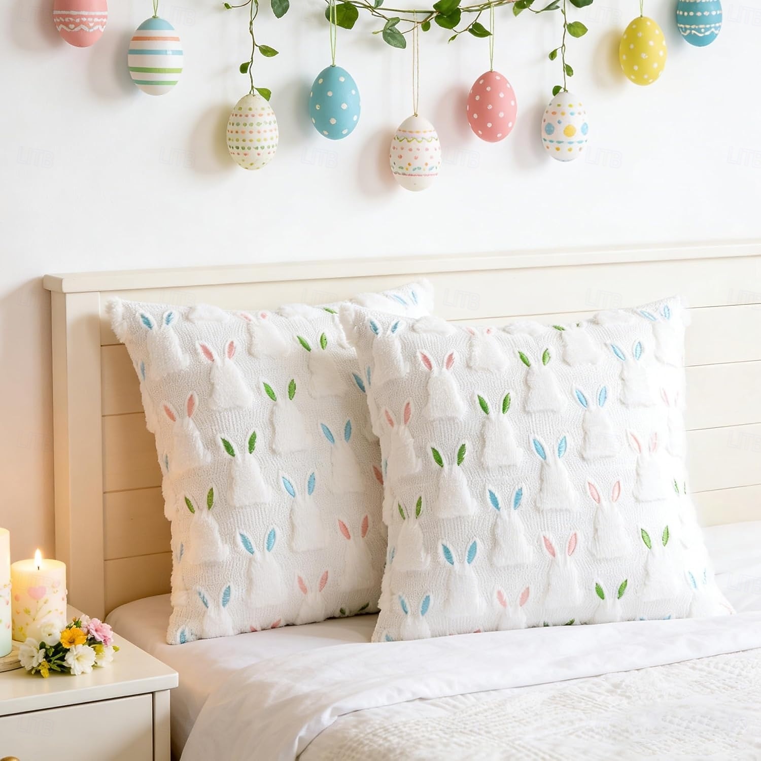 1pc Easter Pillow Covers 18" x 18" , Easter Decorations Cute Soft Plush Bunny Throw Pillow, Spring Farmhouse Decorations for Home Sofa Couch Living Room Bedroom 2026 - $15.99 –P6