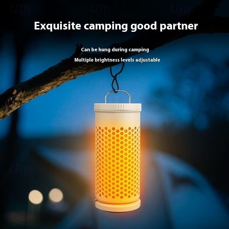 Venkovní LED ambientní kempingové světlo, nastavitelná teplá stanová svítilna, přenosná nouzová lampa nabíjecí baterií typu C pro turistiku, párty a vánoční dárek 2026 - $28.99 –P5