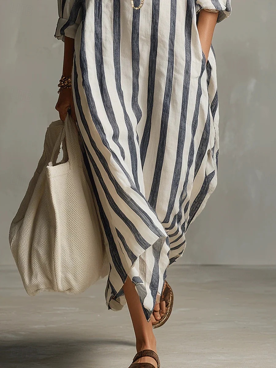 Dames Maxi-jurk Hemdjurk Zonnejurk Bodycon-jurk Vakantie Casual Strandstijl Dagelijks Kantoor Strand Grafisch Geometrisch Lange mouw V-hals blauw donkerbruin Zwart Blozend Roze Zomer Lente Herfst 2026 - $31.99 –P7