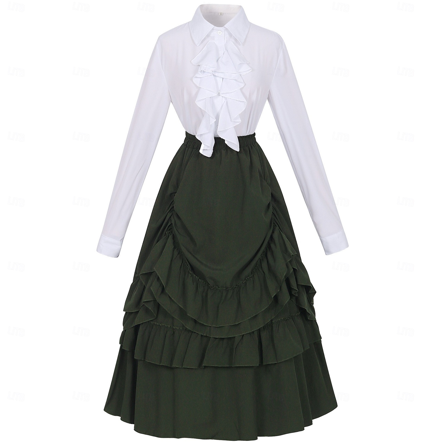 Conjunto Elegante Medieval Renacimiento Hasta el Tobillo Falda Blusa / Falda Larga Princesas Dama Corte A Disfraz Mujer Fantasía Navidad Víspera de Todos los Santos Feria del Renacimiento LARP Adulto 2026 - $103.99 –P9