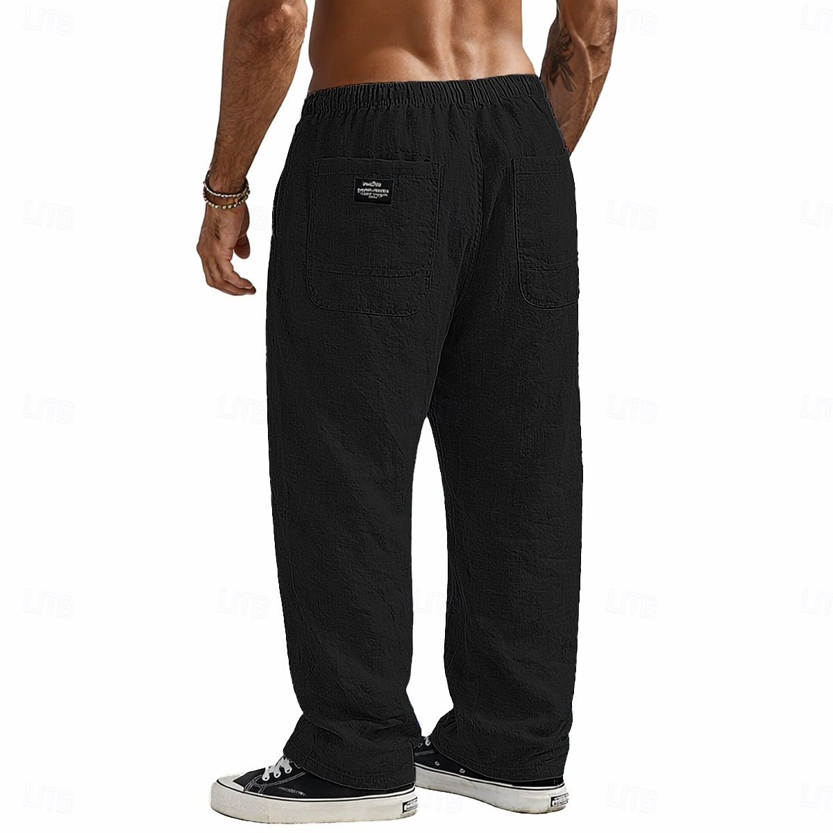 Bărbați Pantaloni de in Pantaloni Pantaloni de vară Pantaloni largi Pantaloni de plajă Cordon Buzunar Talie elastică Simplu Confort Respirabil Lungime totală Casual Zilnic Concediu Vacanță Modă Negru 2026 - $25.99 –P6