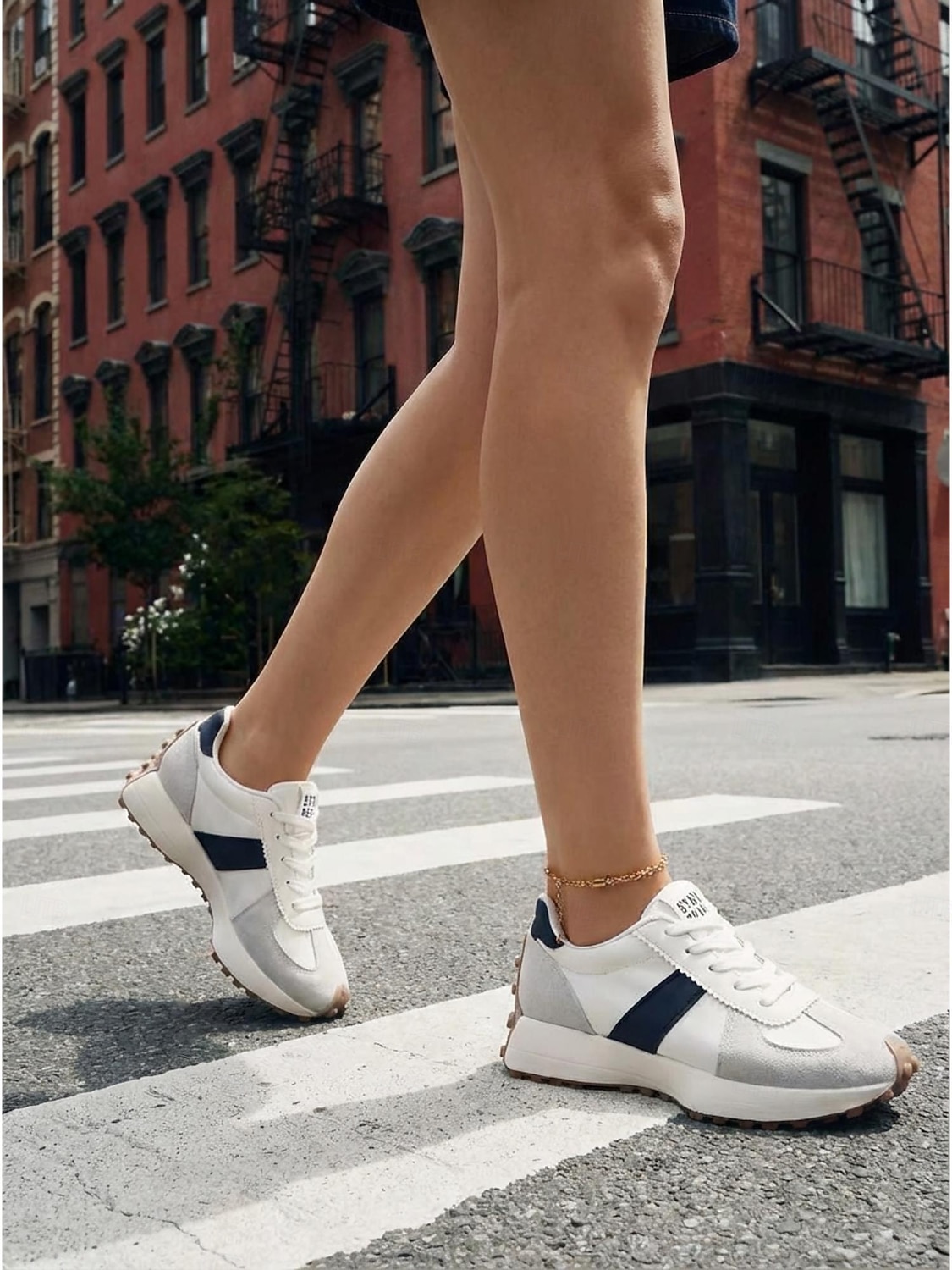 dam retro vit &grå platåsneakers - avslappnade grova pappaskor med svart kontrastrand för dagligt streetwear, urban pendling &stadsvandring 2026 - $42.99 –P2