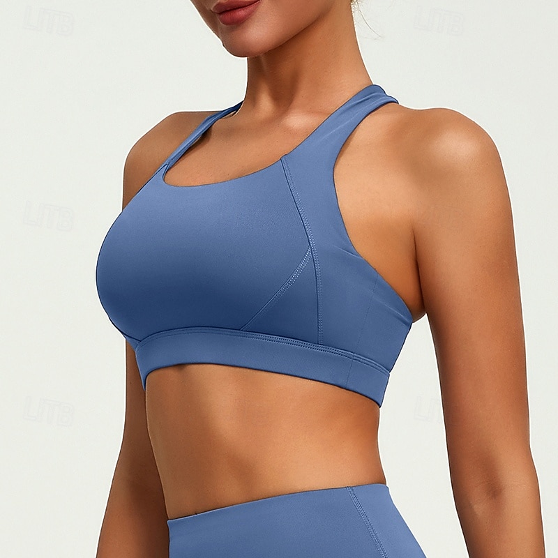Per donna Supporto medio Canotta con imbottitura Reggiseno da corsa Snello Top reggiseno Imbottito Palestra Esercizio Corsa Leggero Elastico Traspirante Nero Bianco Rosso Tinta unita del 2026 a $16.49 –P5
