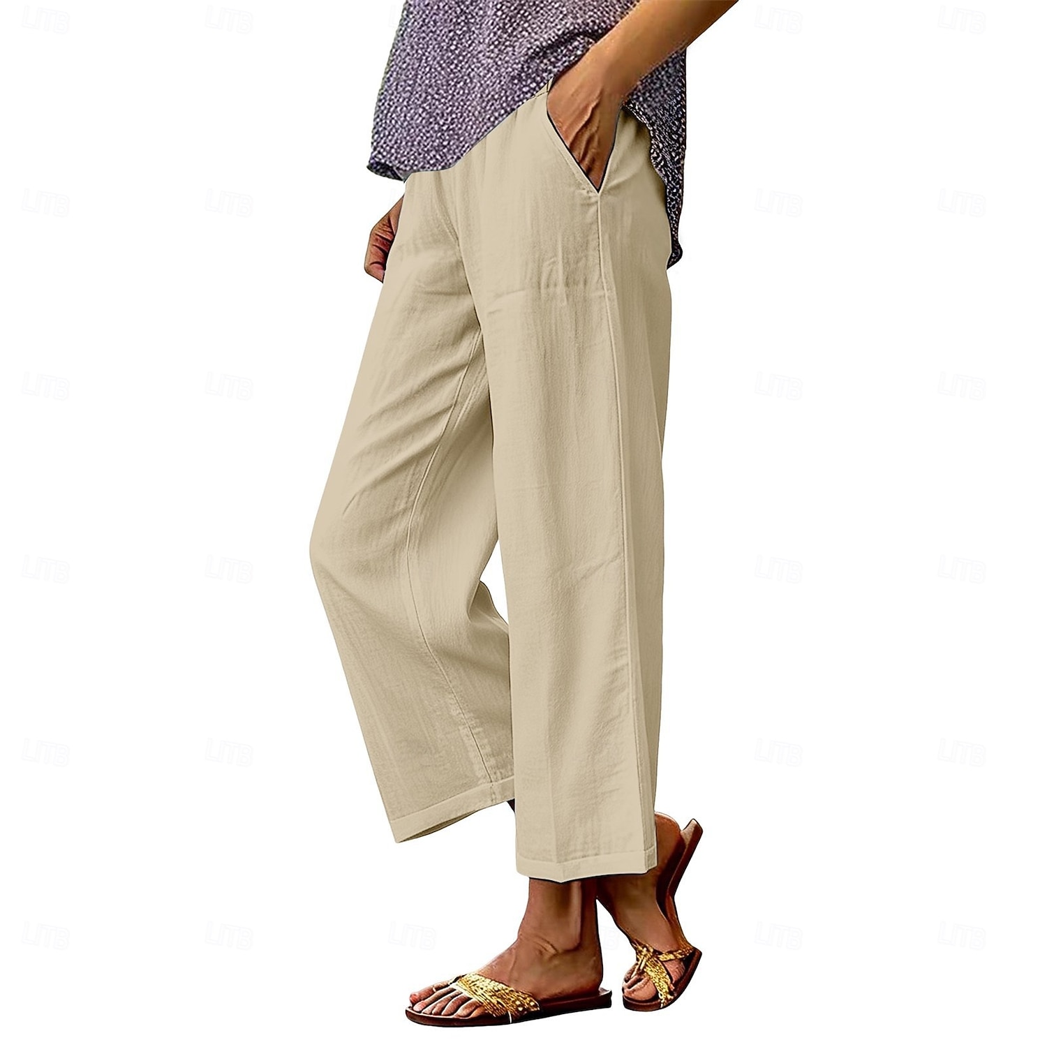 Per donna Gamba larga Pantaloni Pantaloni casual Vacanza Moda Streetwear Lunghezza intera Vita Alta Semplice Tasca Elastico in vita Confortevole Traspirante Inelastico Quotidiano Vacanza Streetwear del 2026 a $10.49 –P14