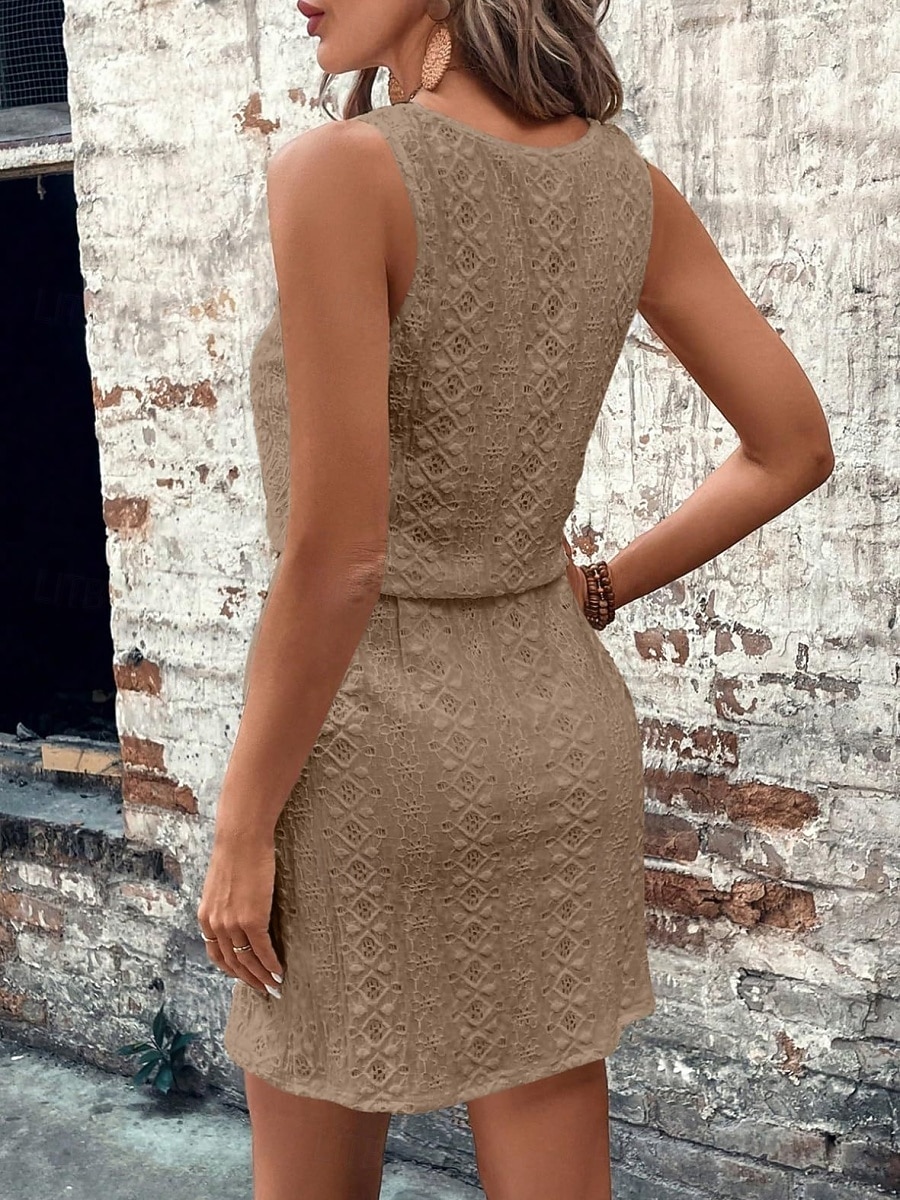 Damen Minikleid A Linie Kleid Sommerkleid Lässig Täglich Normale Passform Einfach Ärmellos U-Ausschnitt Blau Schwarz Weiß Königliches Blau Sommer Frühling 2026 - $32.99 –P15