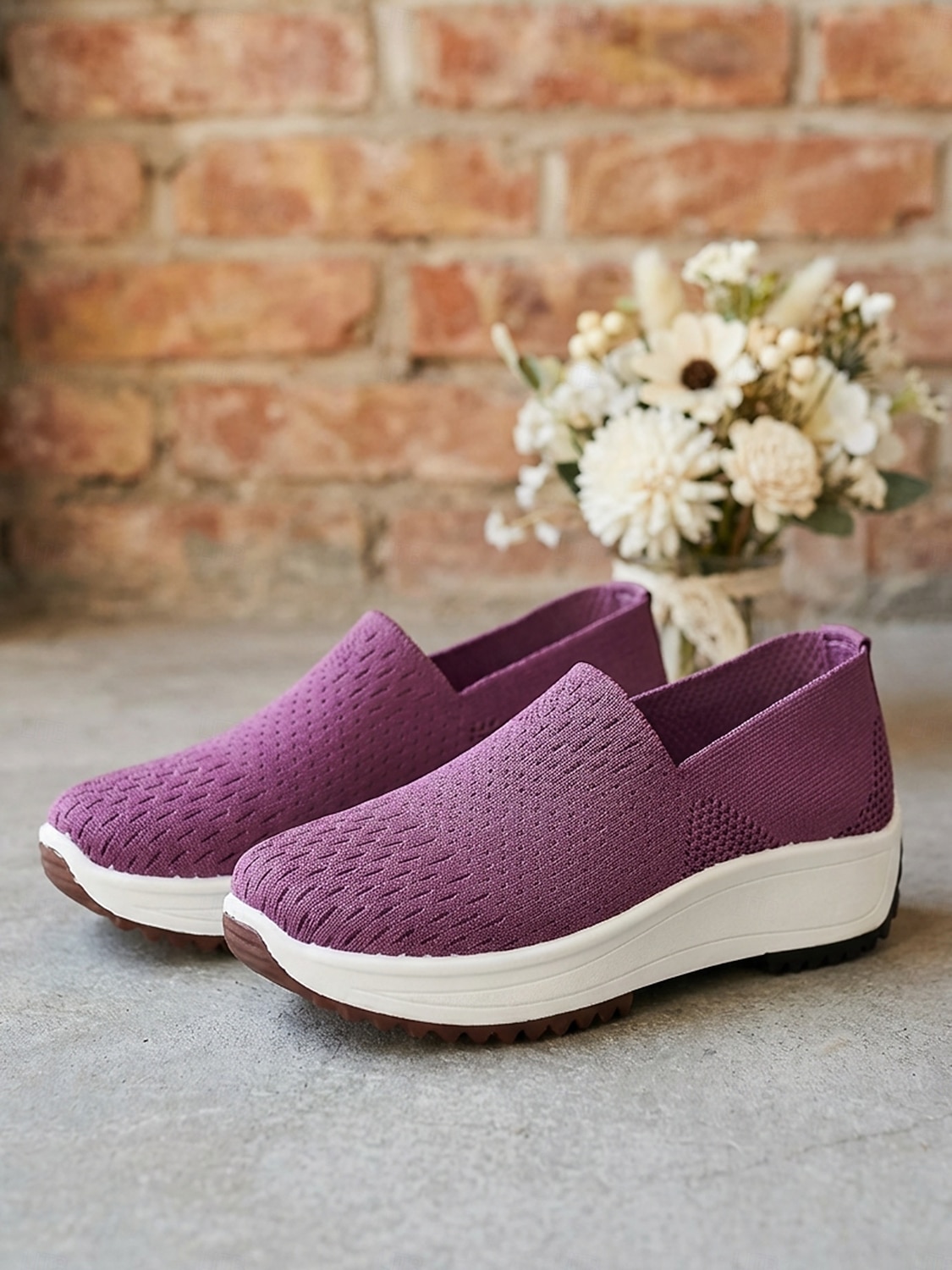 Women's Purple Breathable Knit Slip-On Sneakers - Lightweight Walking Shoes for Daily Walking, Travel, Work, Shopping, Fitness & Everyday Wear 2026 - $26.99 –P4