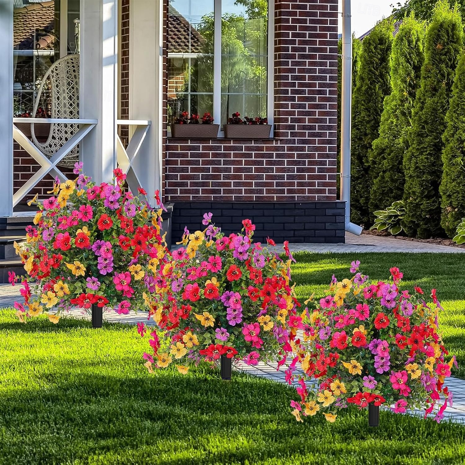 Estaca de flor artificial de 60 cm para decoração externa, topiaria de buxo violeta, árvores multicoloridas para jardim e gramado, feita de plástico resistente que não desbota, ideal para todas as estações. de 2026 por $25.99 –P3