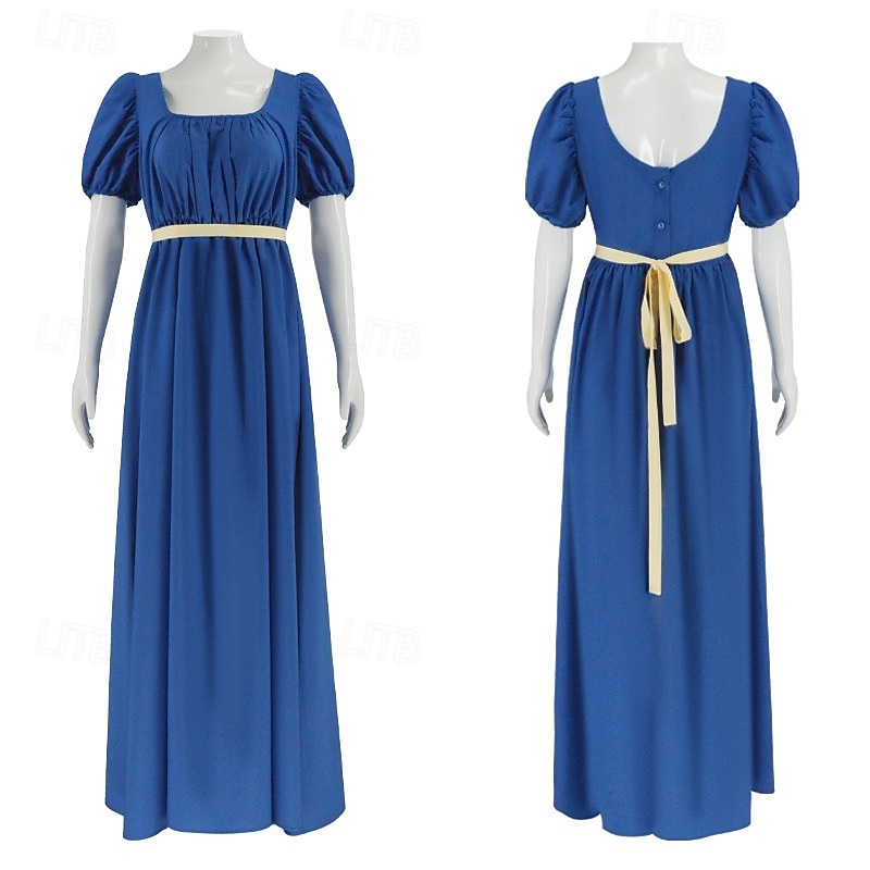19. Jahrhundert Regency-Zeit Knöchellänge Kleid Kurze Ärmel Prinzessin Dame Edelfrau Einfarbig Quadrathals Kostüm Damen königlich Halloween Karneval Teegesellschaft LARP Renaissance-Messe Erwachsene 2026 - $58.99 –P4