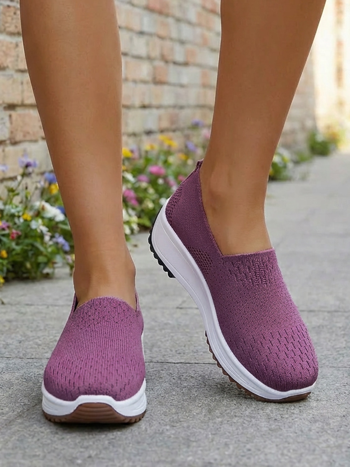 Women's Purple Breathable Knit Slip-On Sneakers - Lightweight Walking Shoes for Daily Walking, Travel, Work, Shopping, Fitness & Everyday Wear 2026 - $26.99 –P5
