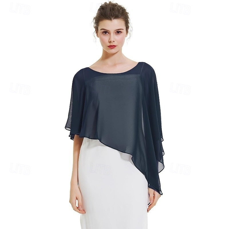 Bolero Chusty Mamy Chusty dla nowożeńców Chusty dla gości weselnych Peleryna Elegancja damska Styl formalny Bez rękawów Szyfon Chusty ślubne Z Czysty Kolor Na Codzienny Lato 2026 - $22.99 –P7