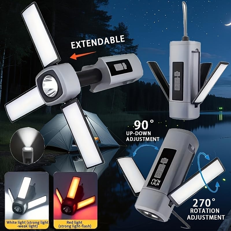 Skládací LED kempingová světla dobíjecí, LED kempingová lucerna se 6 režimy osvětlení, přenosná svítilna, multifunkční stanová světla pro kempování, turistiku, rybaření, nouzové situace 2026 - $23.99 –P2
