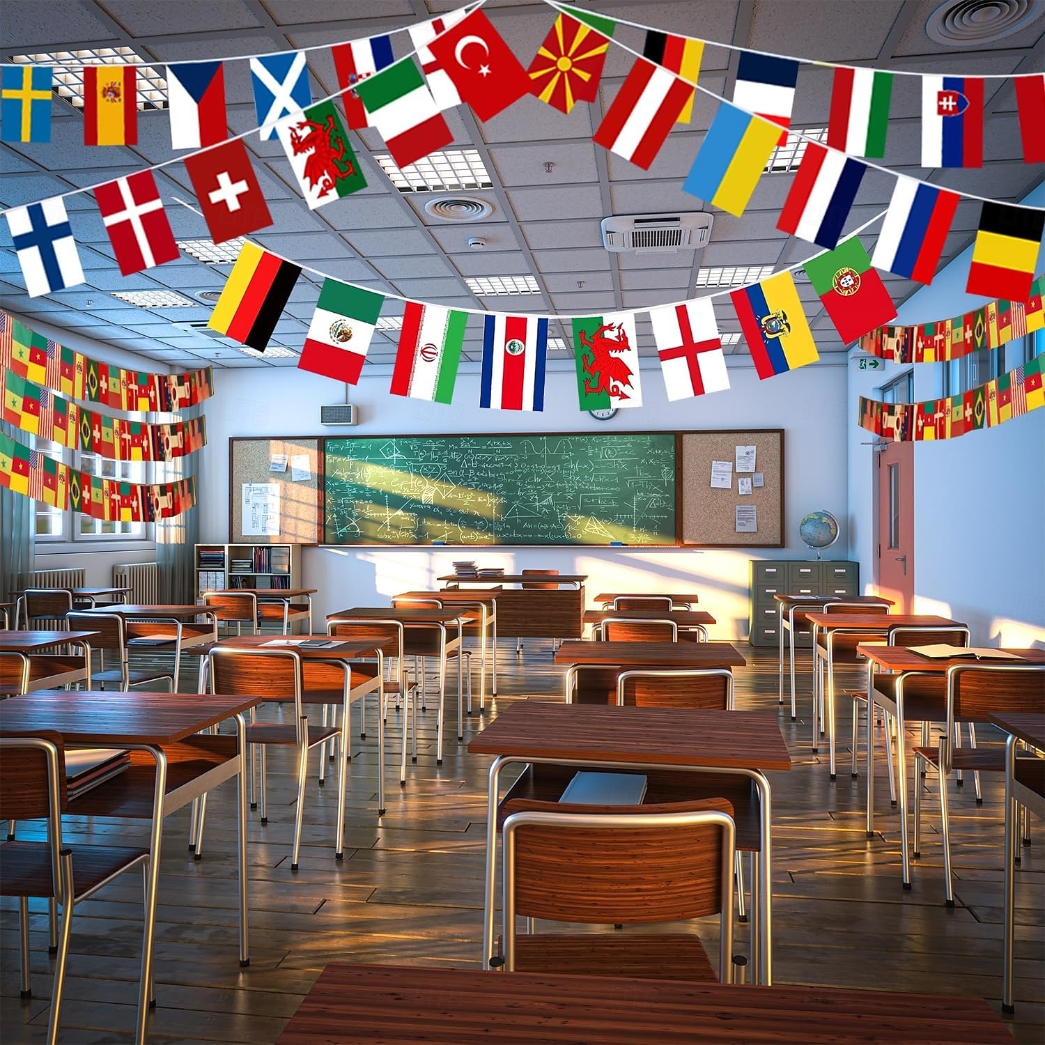 Sett med 100 land flaggbanner - 24,5 meter 2026 fotball sommer global kamp internasjonale verdensflagg flaggstrøk slitesterke mini polyesterflagg for festdekorasjoner, klasserom, sportsarrangementer 2026 - $15.99 –P7