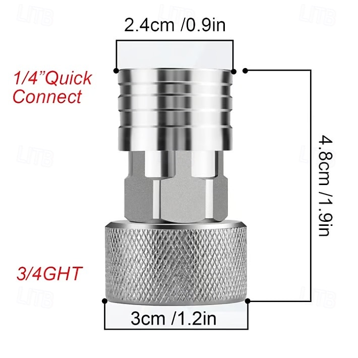 Adaptér ze zahradní hadice na mini tlakový čistič - 3/4" na 1/4", nástavec pro tlakový čistič zahradní hadice, převod vodní hadice na konektor pro tlakový čistič, nerezová ocel (konektor + sada 5 2026 - $19.99 –P13