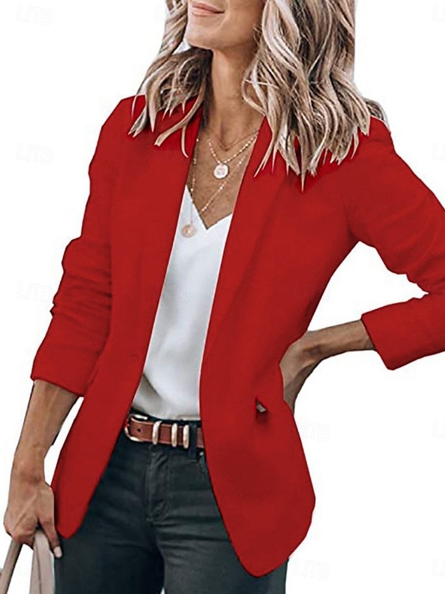 Damen Blazer Bequem Tasche Mode Lässig Einfach Straße Alltagskleidung Ausgehen Wochenende Regulär Gekerbtes Revers Schlank Langarm Oberbekleidung Schwarz Weiß Gelb Frühling Herbst 2026 - $29.99 –P14