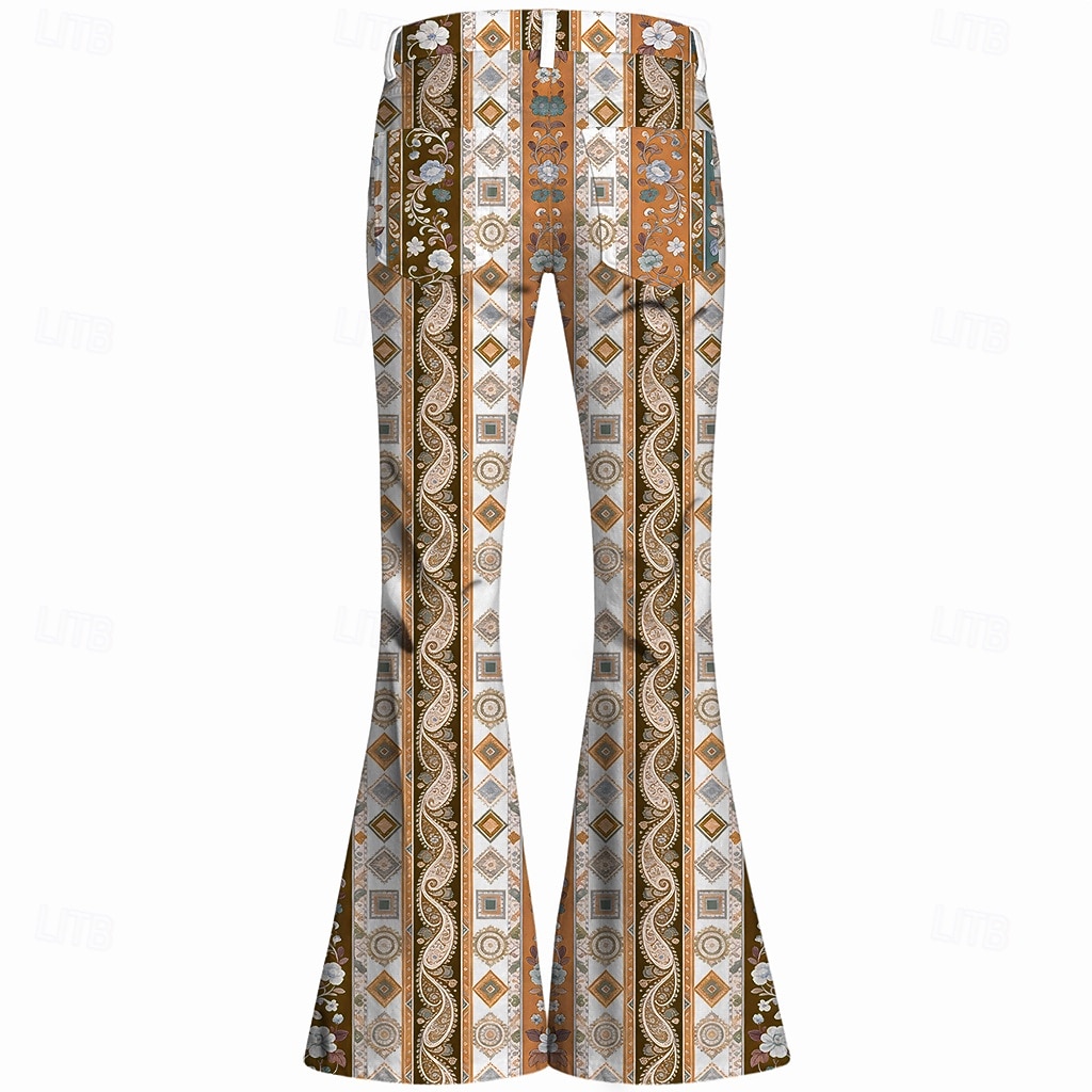 Retro Antiguo Boho Años 70 Pantalones Los pantalones de campana Hippie Disco Alta cintura Étnico Disfraz Hombre Víspera de Todos los Santos Carnaval Festival de Música Fiesta temática retro Adulto 2026 - $35.99 –P2
