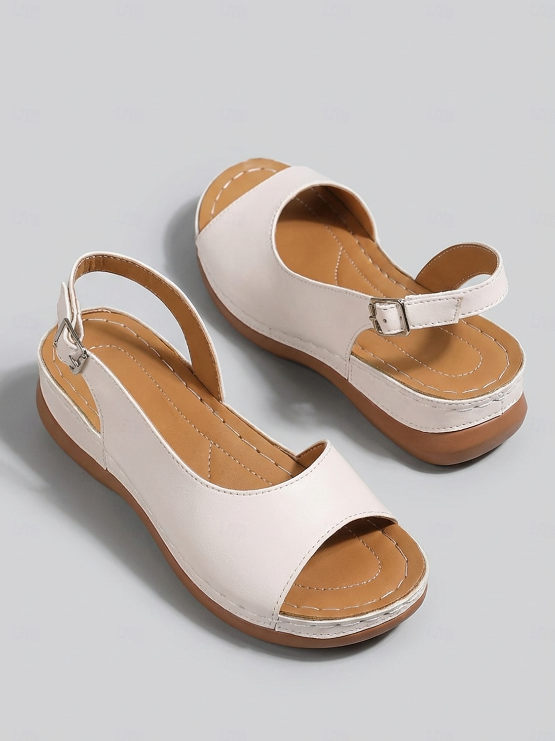 Witte slingback sandalen voor dames - comfortabele sandalen met verstelbare gespsluiting, ideaal voor casual uitjes, zomerse stranddagen en dagelijks gebruik. 2026 - $19.99 –P2