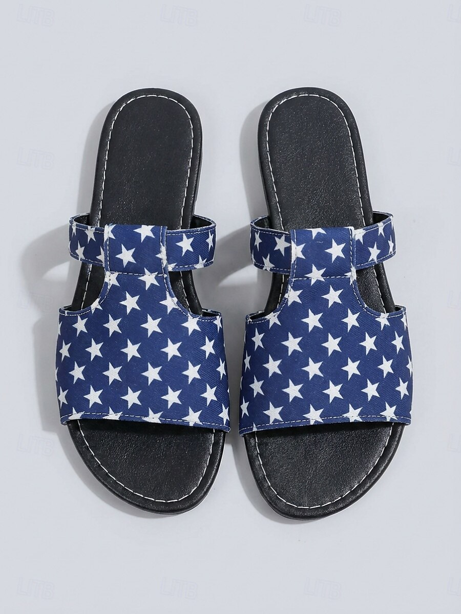 sandali da donna con stampa a stella per il 250° anniversario degli Stati Uniti: comode ciabatte blu per sfilate, eventi patriottici, uscite informali e celebrazioni estive del 2026 a $18.99 –P1