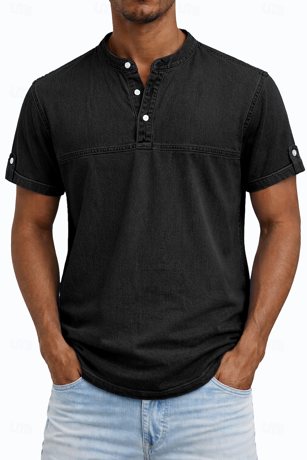 Pánské Tričko Henley Košile ze 100% bavlny Krátký rukáv Bez vzoru Retro Na běžné nošení Retro styl Barvení oděvů Vyprané Henley Ležérní Jaro léto Léto Jaro Fialová Tričko Henley 2026 - $31.99 –P5