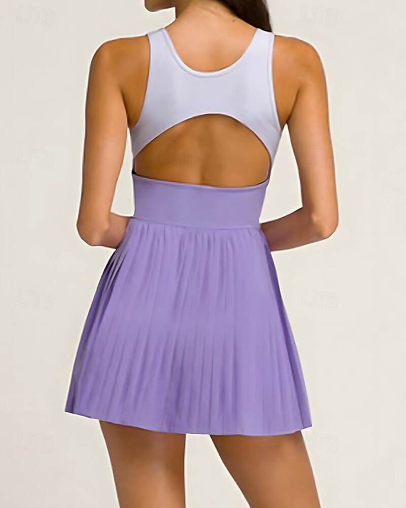 Dámské Slátanina Petit tenisové šaty Tenisové šaty s vestavěnými šortkami a podprsenkou Sportovní šaty Bez rukávů Kapsy Elastický Prodyšné Tenis Běh Zdatnost Kopeček Šaty Tepláková souprava Fialová 2026 - $50.99 –P4
