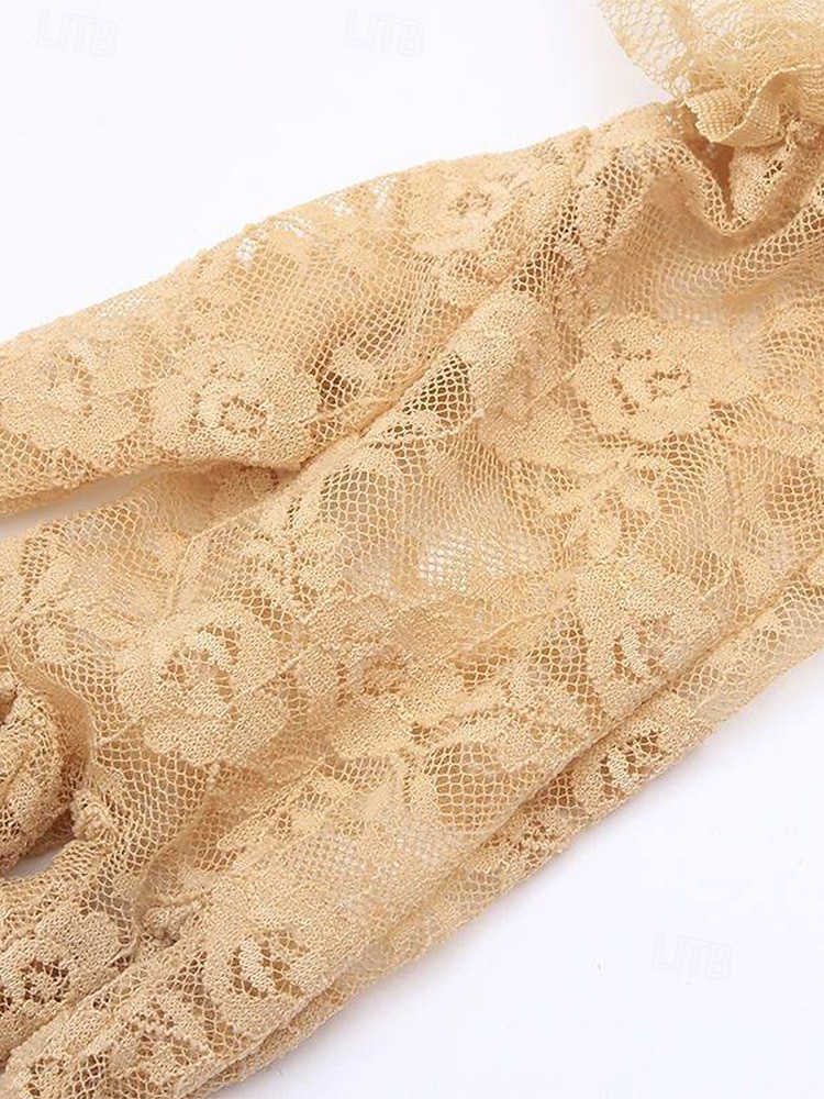 Luvas femininas de poliéster com renda, design floral elegante e transparente, macias e leves, estilo clássico vintage em diversas cores, ideais para noivas, casamentos, festas noturnas, formaturas e eventos formais. de 2026 por CLP $7717 –P10