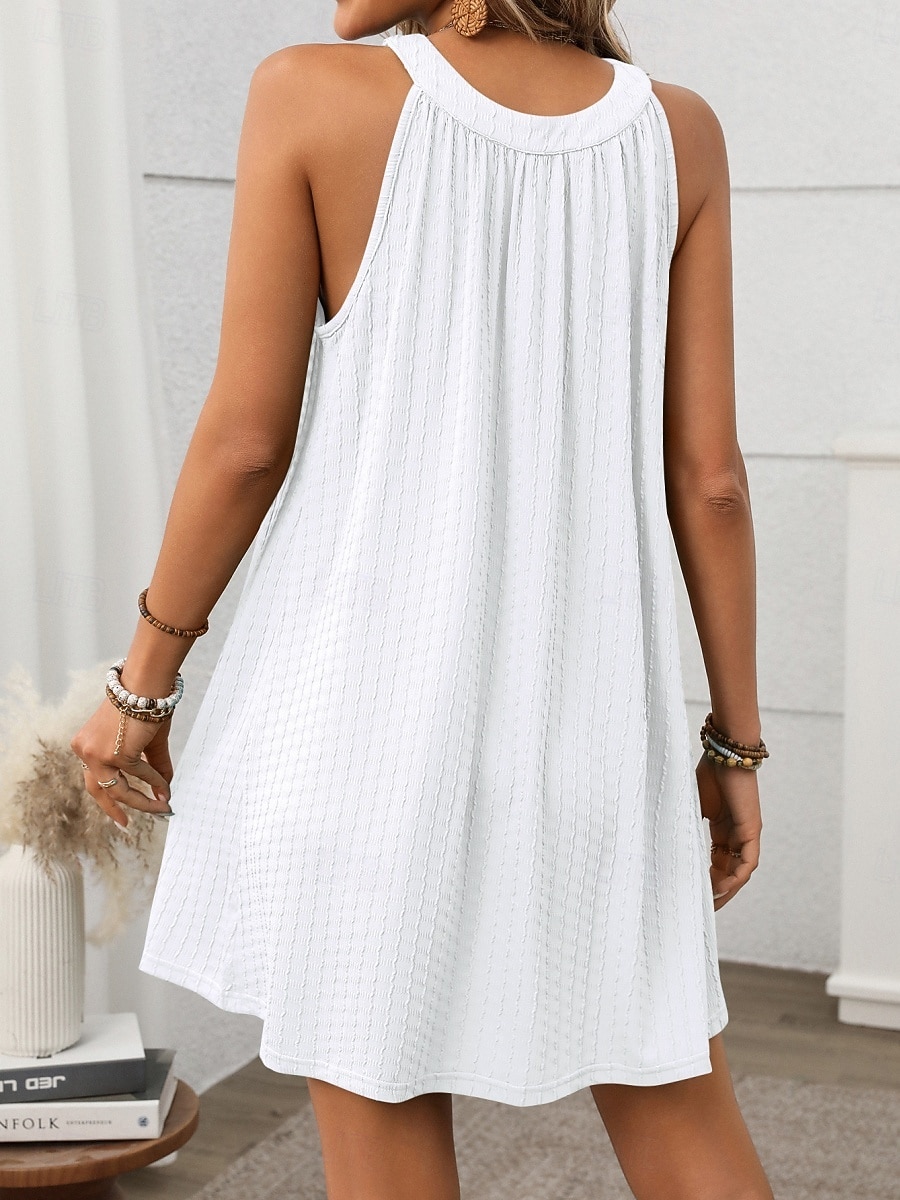 Mujer Mini vestido Vestido informal Vestido de verano Elegante Moda Moderno Exterior Vacaciones Noche Ajuste regular Plano Sin Mangas Cuello halter Negro Blanco Verde Claro Rosa Verano Primavera 2026 - $21.99 –P12