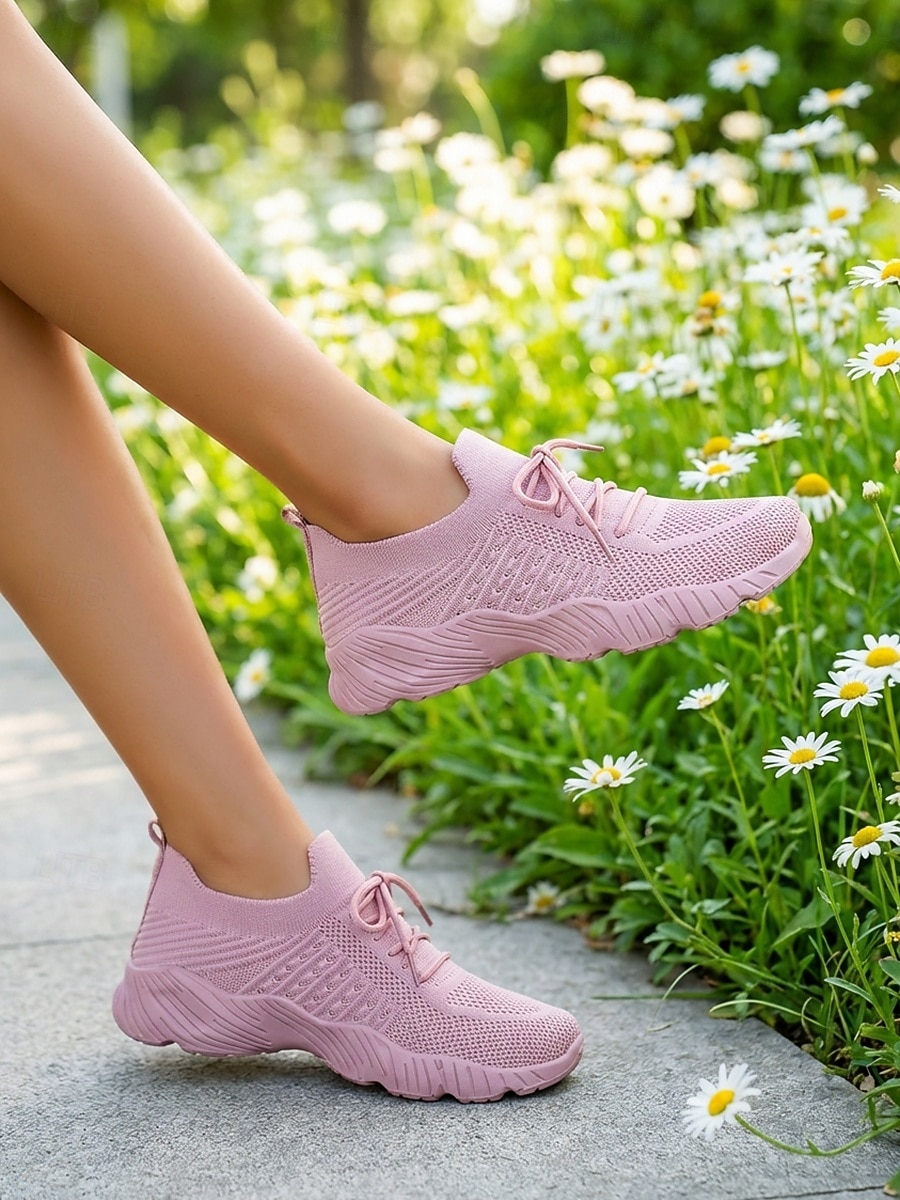 scarpe da ginnastica casual da donna in Flyknit rosa - scarpe da ginnastica traspiranti, morbide e ammortizzate, comode da indossare ogni giorno, per viaggi, lavoro, shopping, fitness e attività del 2026 a $24.99 –P6