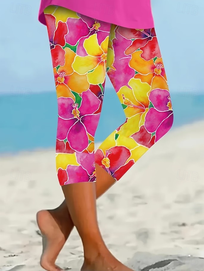 Per donna Pantaloni capri Leggings Vacanza Vintage Moda Lunghezza al polpaccio Misura del girovita medio Floreale Grafico Stampa 3D Stampa Comodità Morbido Traspirante Elasticizzato Casuale del 2026 a $21.99 –P1