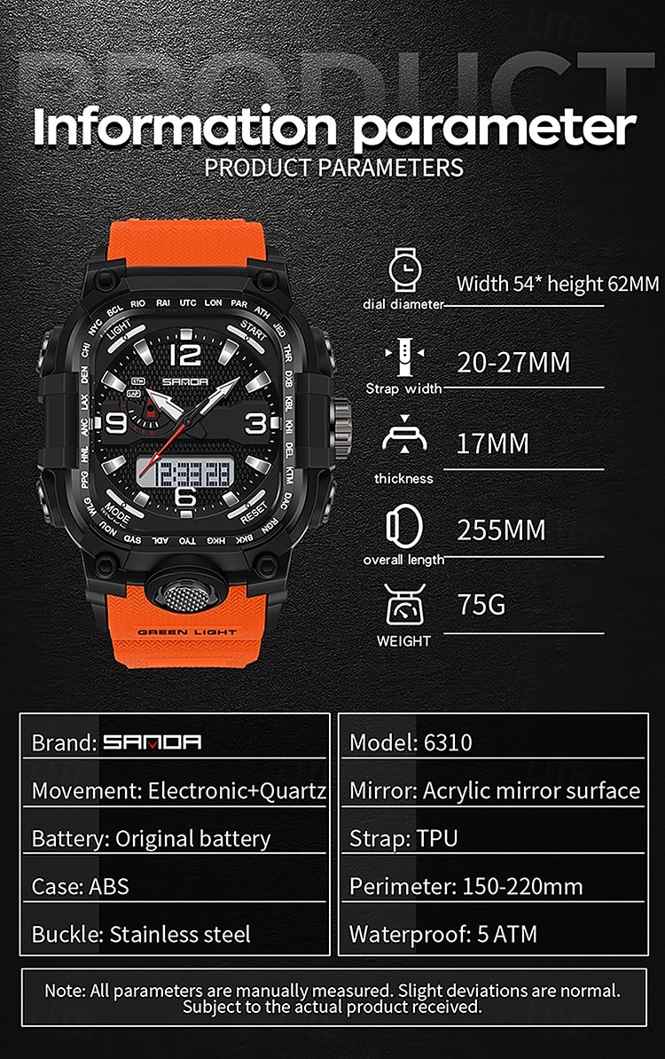 SANDA Men Digital Watch Creative Large Dial Outdoor Sports Luminous Stopwatch Alarm Clock Countdown Silicone Gel Silicone Watch 2026 - $26.99 –P9