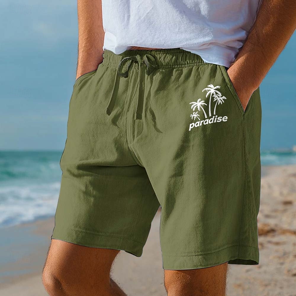 Férfi Kókuszfa levélnyomat Trópusi növények Rövidnadrágok Strand rövidnadrág Pamut rövidnadrágok Közepes csípő Hawaii Alkalmi Napi Tengerpart Szabadság Oldalzsebek Elasztikus húzózsinóros derékrész 2026 - $25.99 –P2