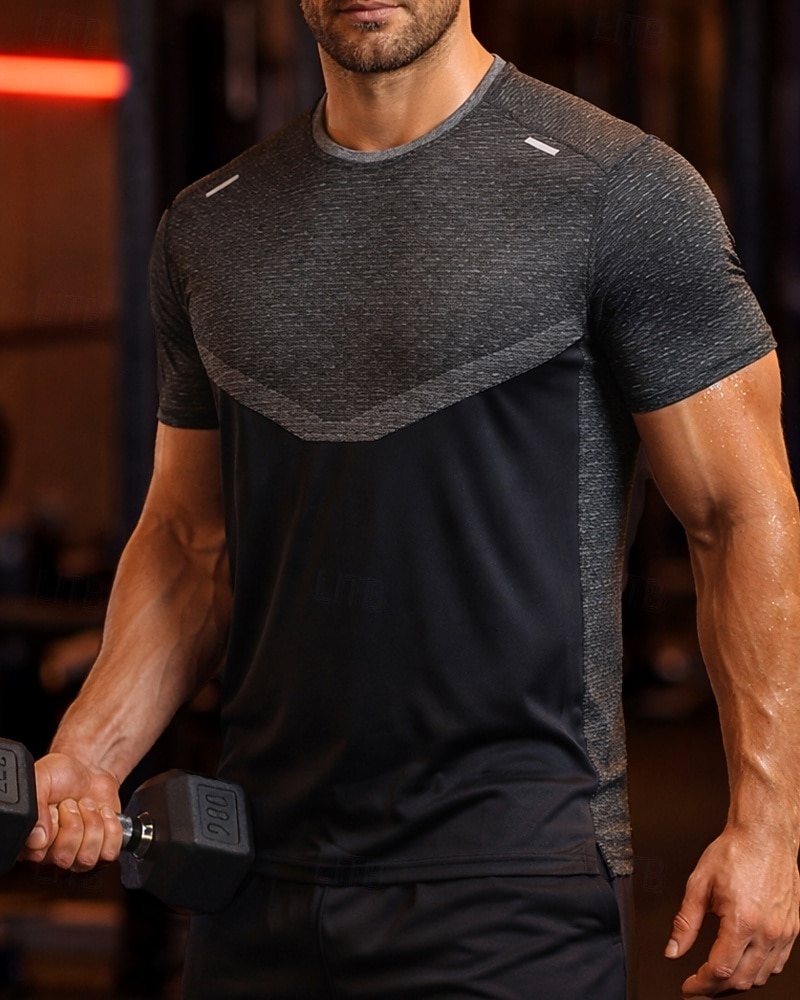 בגדי ריקוד גברים קולור בלוק טישרט לריצה חולצת דחיסה חולצה אתלטית צמרת ספורט קיץ פס מחזיר אור שרוולים קצרים ייבוש מהיר פתילת לחות נושם כושר אמון הליכה ג'וגינג פול שחור תלתן בגדי ספורט לבוש אקטיבי 2026 - $21.99 –P3