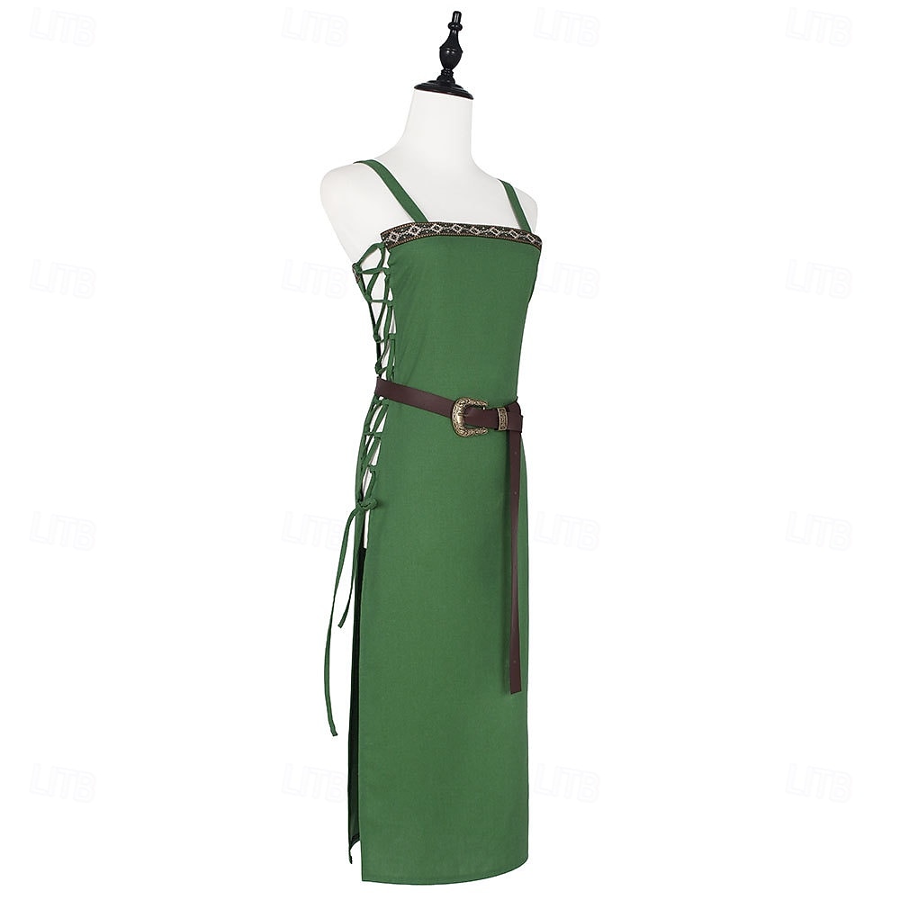 Retro / vintage Medieval Renascentist Lung Rochii Curea în Talie Viching Costume de fancy Pentru femei Viching Halloween Carnaval Târgul Renașterii LARP Petrecere cu tematică retro Adulți Rochie 2026 - $63.99 –P3