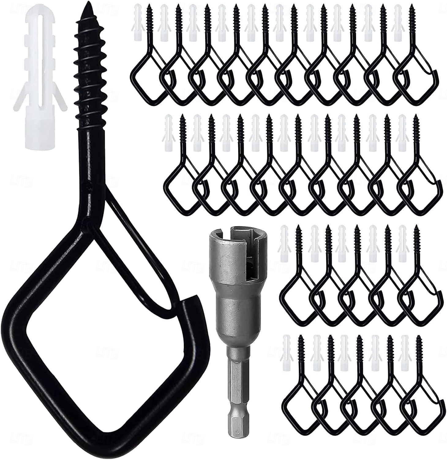 20pcs Square Snap Hanging Hooks with Safety Buckle, Anti-Drop Screw-In Outdoor Hooks for String Lights, Hanging Plants, Wind Chimes, Bird Feeders, Lanterns, Christmas Decorations 2026 - $16.99 –P1