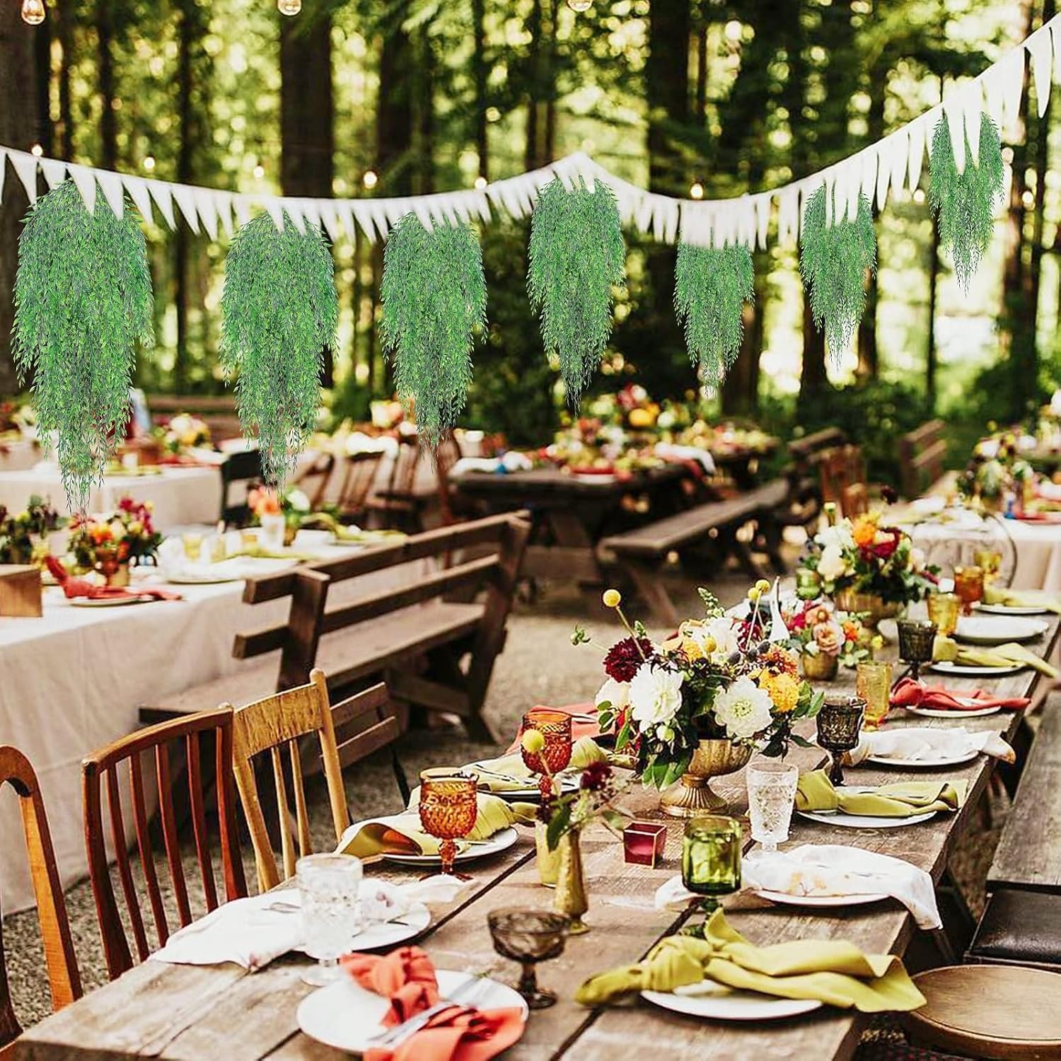 4 ks umělé girlandy závěsné révy falešné listy smuteční vrby falešná zeleň umělé rostliny realistická dekorace pro domácí kancelář do interiéru a exteriéru 2026 - $24.99 –P6