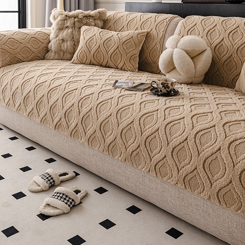 Funda de sofá de felpa gruesa de invierno antideslizante, protector de cojín para sofá, resistente a las mascotas y antiarañazos, funda para muebles 2026 - $14.49 –P6