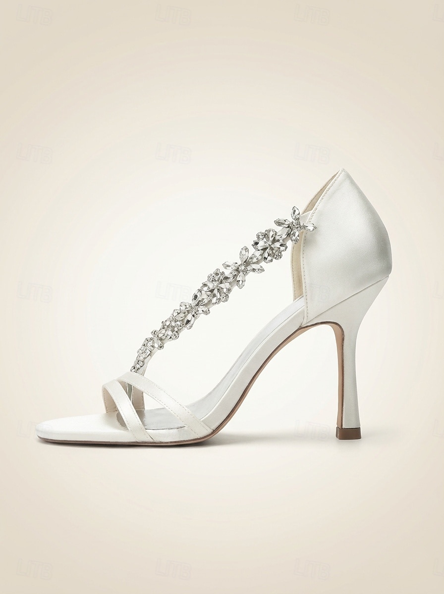 Champagnerfarbene Brautschuhe aus Satin mit Kristallbesatz – elegante Hochzeitsschuhe für Stadthochzeiten 2026 - $59.99 –P4