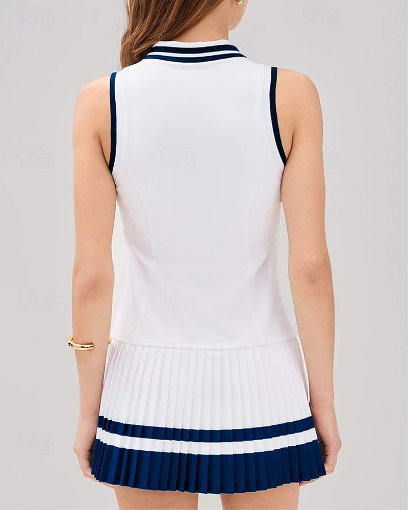 Γυναικεία Κουρελού Φόρεμα τένις με ενσωματωμένο σορτς και σουτιέν Αθλητικό φόρεμα Αμάνικο Κουμπώσου Τσέπη Ελαστικό Σκούπισμα ιδρώτα Αναπνέει Τέννις Τρέξιμο Καταλληλότητα Περιλαίμιο Polo Φορέματα 2026 - $50.99 –P6