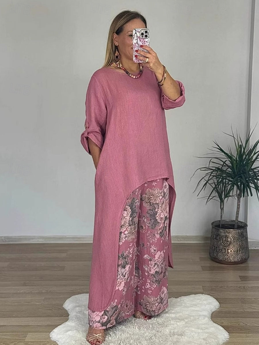 Mulheres Conjuntos de calças Bolero Top Manga Longa Decote Redondo Floral Gráfico Imprimir Moda Roupa de rua Casual Diário Ao ar livre Branco Amarelo Rosa Verão Ajuste Largo de 2026 por $43.99 –P3