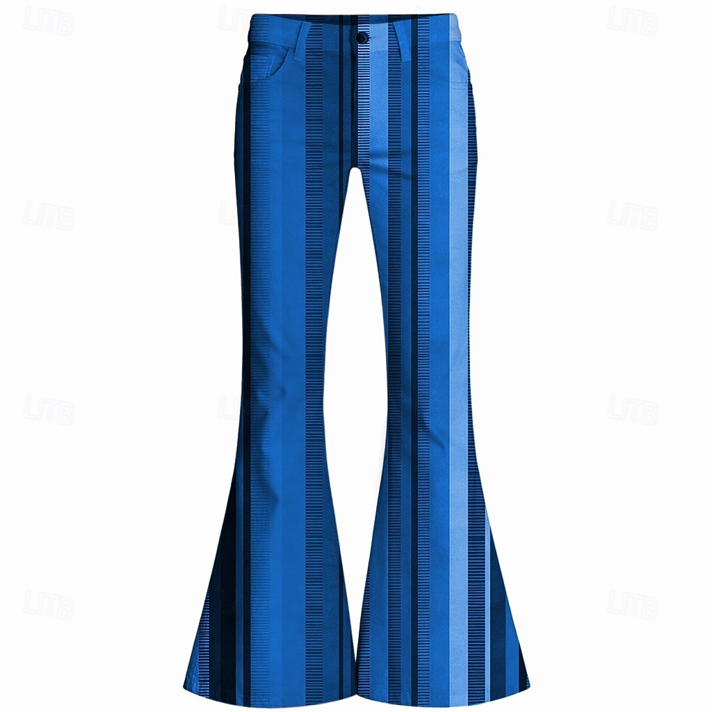 Retro vintage Boho Jaren '70 Broeken Bell Bottom broek Hippie Schijf Hoge taille Gestreept Kostuum Voor heren Halloween Carnaval muziekfestival Retro themafeest Volwassenen Broeken 2026 - $35.99 –P1